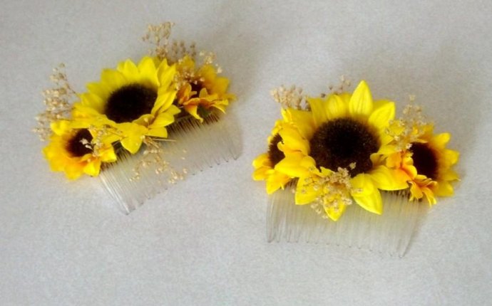 Sunflower Wedding Hair Accessory Bridal Hairpiece Comb Summer
