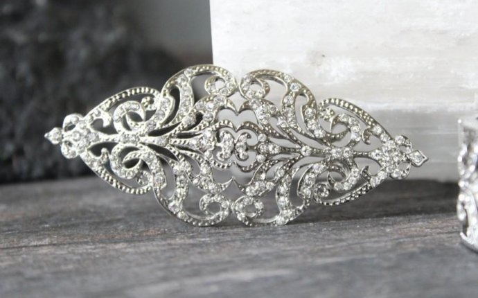 Swarovski Crystal Scroll Brooch, Swarovski Crystal Wedding Brooch