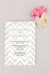 mint and blush chevron wedding invitations 2014