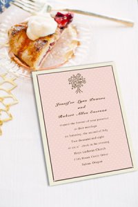 polka dot blush pastel wedding invitations