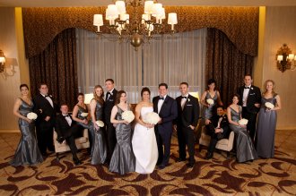 silver bridesmaid gowns