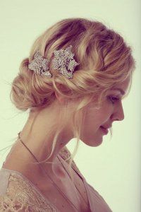 wedding updo for short wavy hair